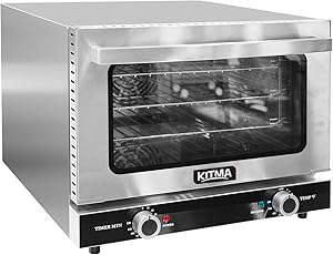 KITMA 26L Countertop Convection Oven - Commercial Toaster Oven with 3 Toasting Racks, 1440W Efficient Heating, Stainless Steel, Silver