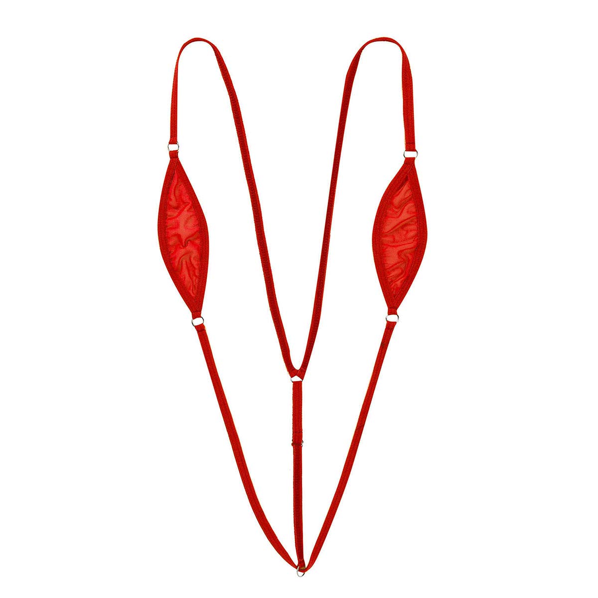 Choomomo Women's One-Piece Sheer Lingerie Spaghetti Straps Y-Back Mini Micro Thong Bikini Nightwear Red One Size