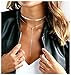 Suyi Exquisite Thin Layered Sequins Choker Necklace Women Girl Lady Long Chain Pendant Necklace A-Silver