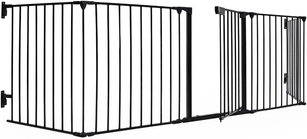 Deuba Heavy Duty Fire Guard Child Safety Oven Baby Protection Grating Fireplace Fireguard Fence 310x75.5cm Black Metal