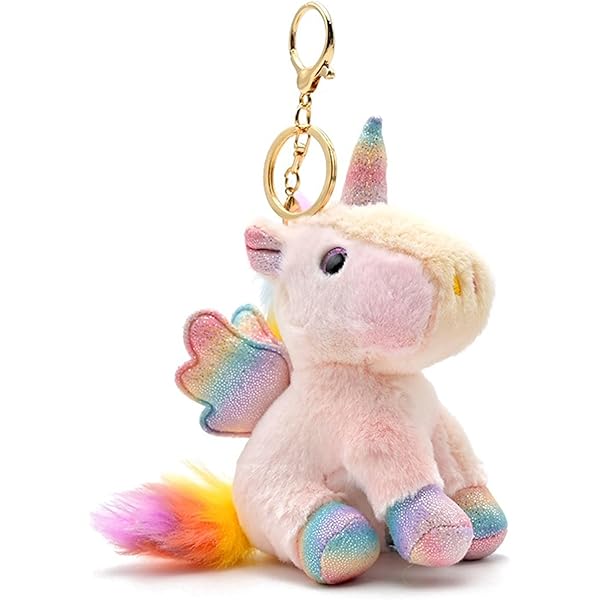 ibasenice Unique Unicorn Keychain Soft Plush Material Car and Bag