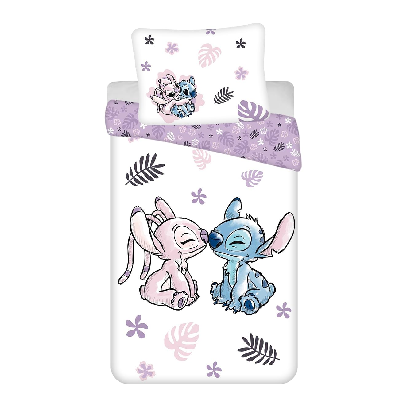 Jerry Fabrics Disney Stitch Reversible Duvet Cover 140 x 200 cm + Pillowcase 65 x 65 cm White 100% Cotton