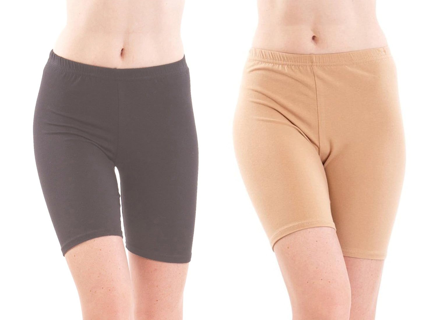 fashion line cotton cycling shorts for girls / women (grey & beige, pack of 2)