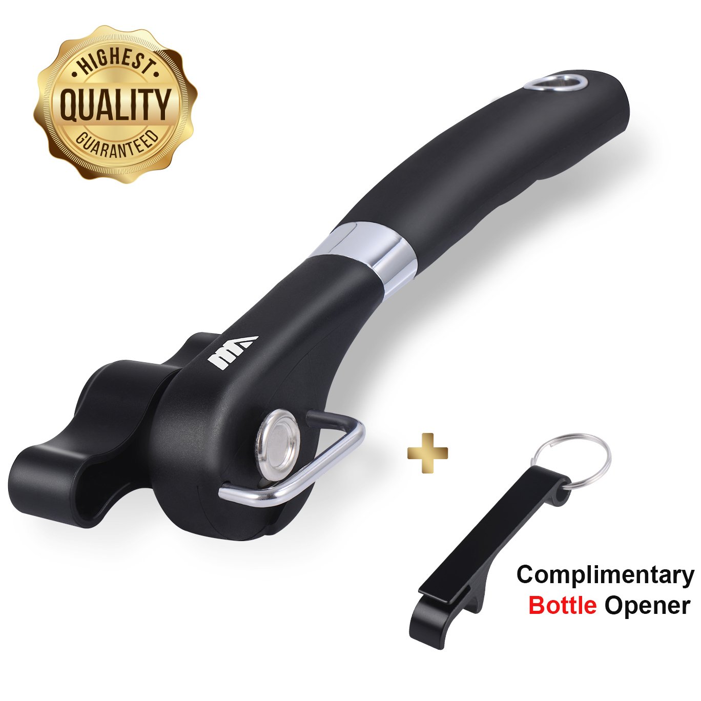 Adoric Life Can Opener - Smooth Edge for Good Cook Can Opener, Safe Stainless Steel with Side Can Opener, Handheld Easy Open, Not Touch Food, and A Free Bottle Opener for You