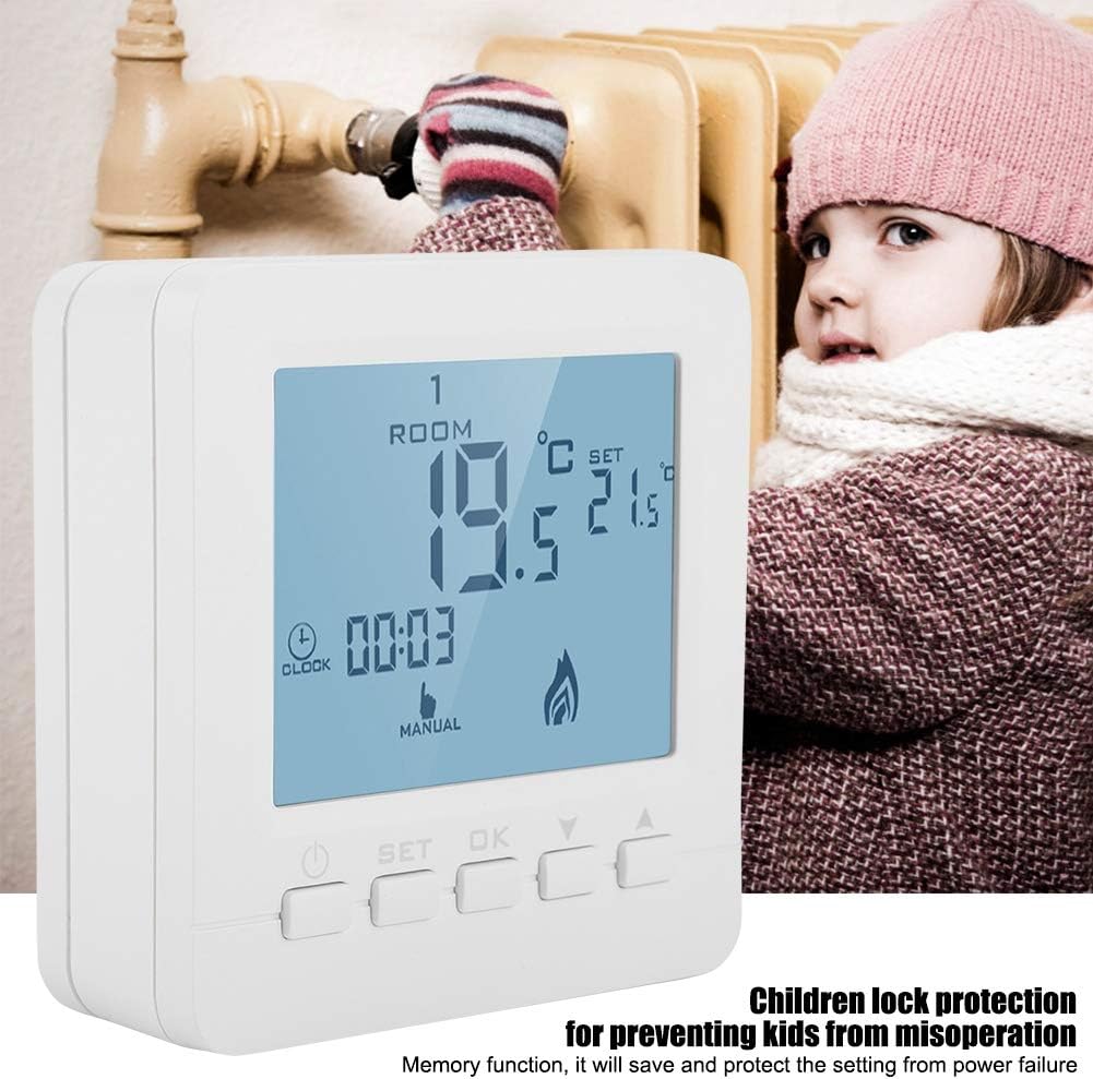 Raguso 5AThermostat ABS and Plastic Digital Programmable Smart LCD Thermostat for Home Family in 3.39 x 3.39 x 1.14inch - Image 5