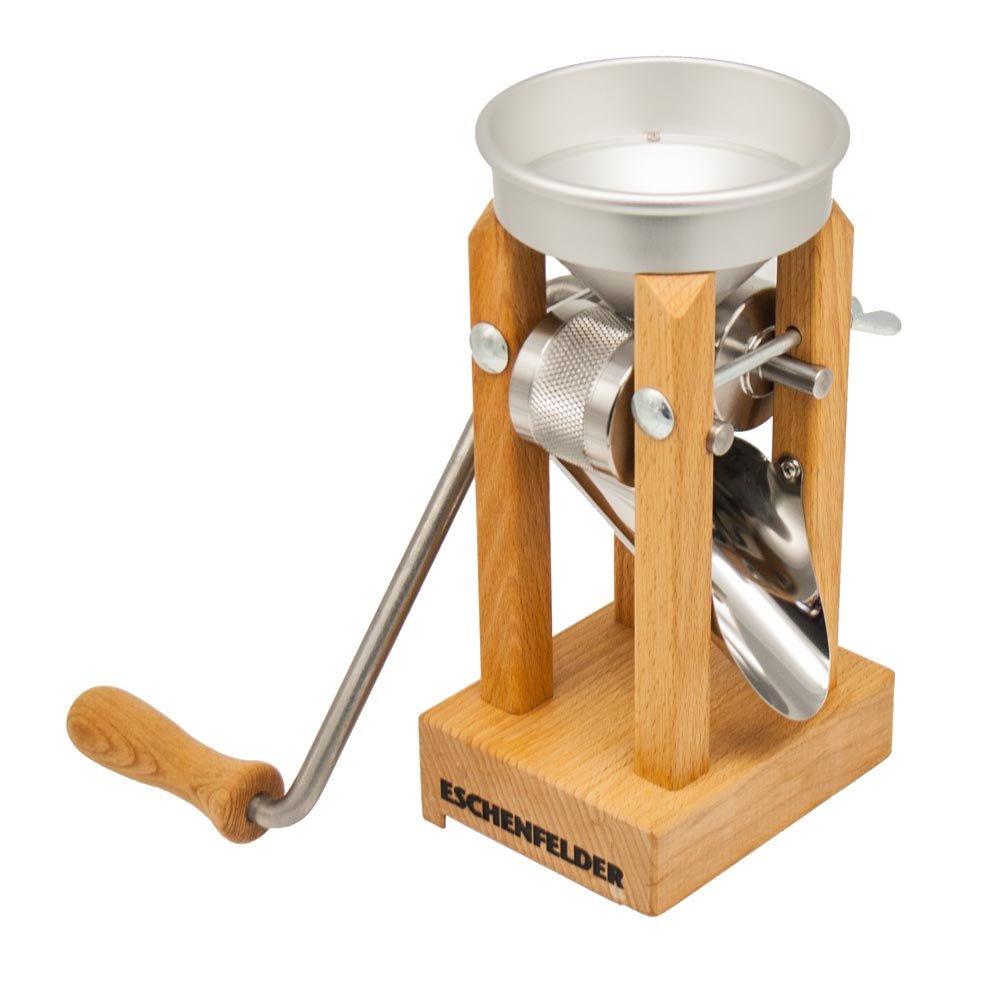 Eschenfelder grain squeezer | flaker | table model with aluminium funnel | fresh oat flakes