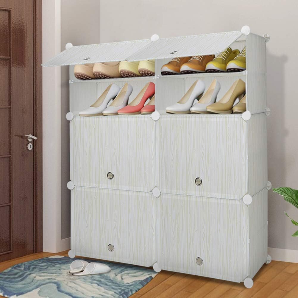 Cocoarm Kunststoff Schuhschrank mit Tür, 12 Fächer Geschlossen