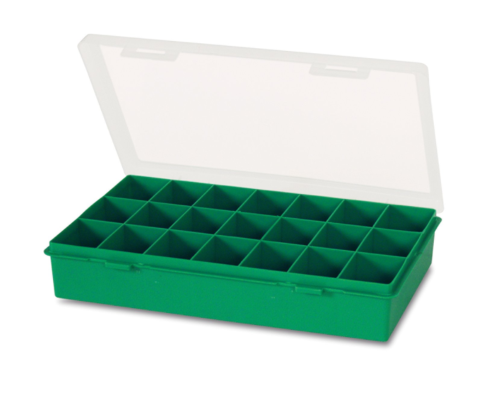 Tayg Organiser case with fixed dividers, 21 compartments, Plastic, Green / Transparent, 290 x 195 x 54 mm, 200.0 grams (60106)
