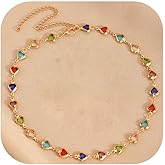 Grmpt Colorful Rhinestone Heart Necklace for Women Rainbow Choker Necklaces Boho Summer Beach Necklace