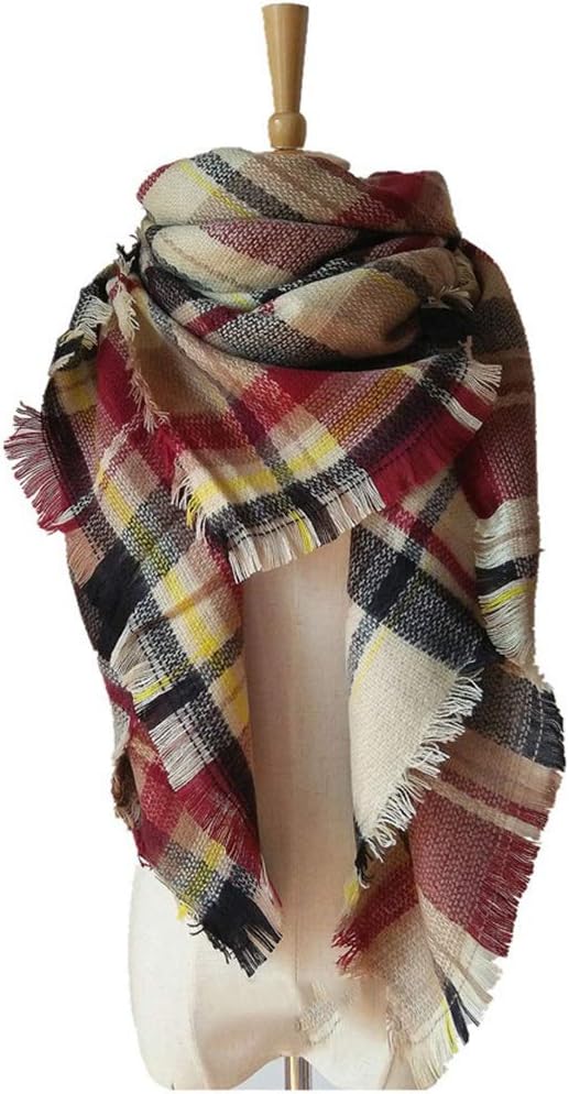 AURNEW Women's Winter Soft Plaid Tartan Checked Scarf Large Blanket Wrap Shawl