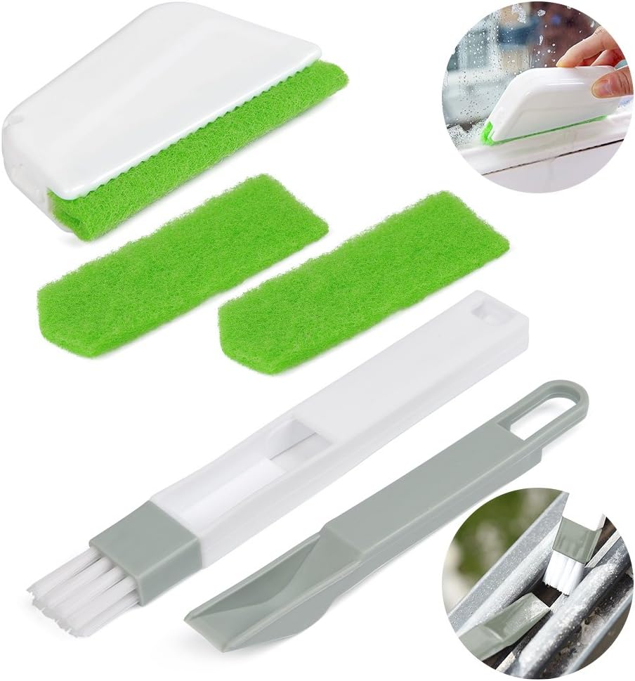 FOCCTS Tile Brushes Grout Cleaner Brush with Nylon Sponge Bristles for Bathroom Kitchen Shower Window Track Groove Gap Joint Deep Cleaning