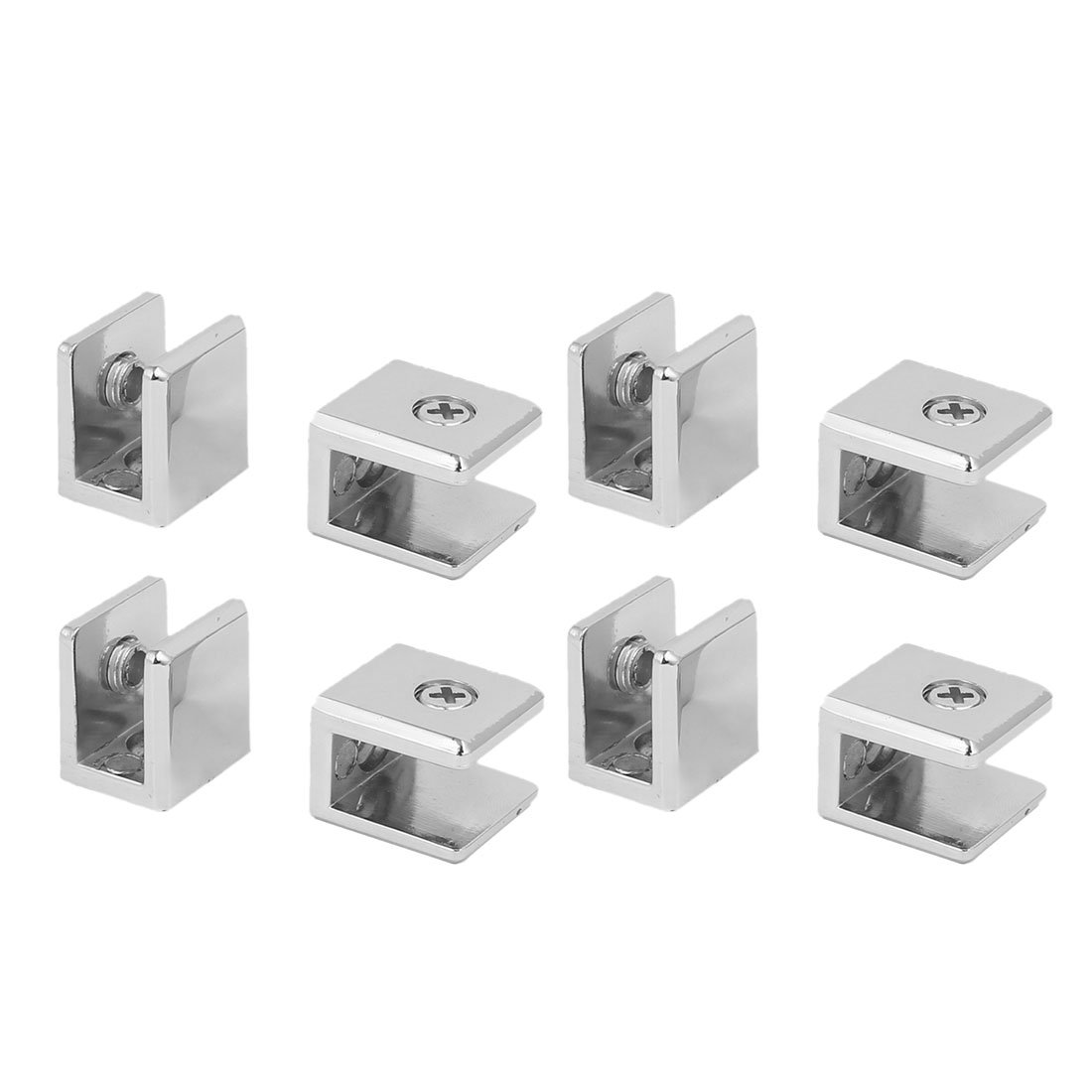 uxcell Glass Shelf Bracket Adjustable Zinc Alloy Door Cabinet Clamp Clip Holder for 8-10mm Thickness 8pcs