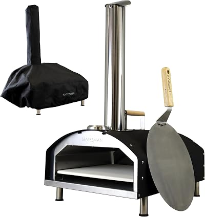 Statesman 13 Inch Wood Fired Pizza Oven Pellet Fueled with Cover and Stone