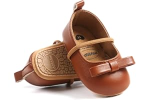 Fusehngre Mary Jane Style Baby Princess Shoes - Spring & Summer Infant Soft Sole First Walkers for Girls, PU Upper with Bow &