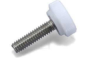 THUMB SCREW DEPOT #8-32 x 5/8" Thumb Screw Stainless Steel - White Knurled Round Plastic Knob - Standard/Coarse Thread Thumbscrew - Length: 0.625" - Proudly Built in USA - Package of (4)