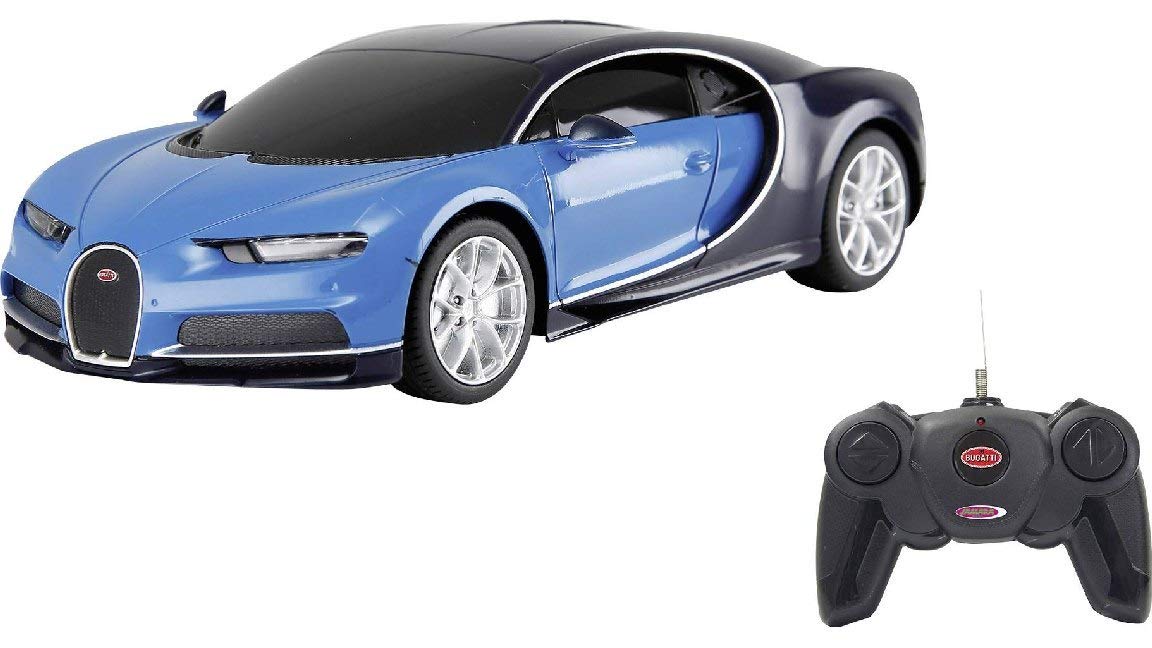 Jamara RC car, Bugatti 1:24 Blue, Officially Licensed, 7 kph, 1hr Drive Time, High End Finish
