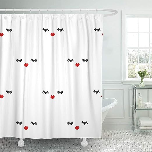 Amazon Com Emvency Shower Curtain Black Lashes Cute Pattern