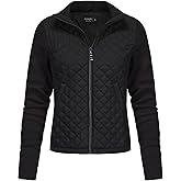 S P Y M Womens Diamond Quilted Jacket Lightweight Padding Coat with Pockets, Regular and Plus Size