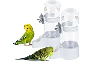 BWOGUE 2PCS Automatic Bird Water Dispenser, 4.73 Fl Oz Parakeet Water Dispenser for Cage No Mess Suspended Bird Water Feeder for Cockatiel Budgie Conure Lovebirds