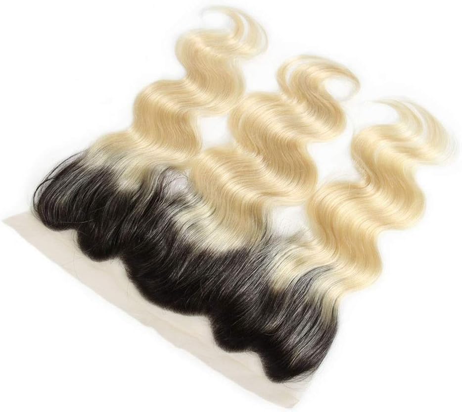 Cvthfyky Body Wave Brazilian Weave Ombre Human Hair Bundles With 13 * 4 Lace Frontal Closure Free Part Blonde Human Hair Extensions (8 Inch - 20 Inch) (Color : Blonde, Size : 8 inch)