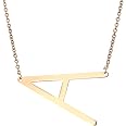 MOMOL Sideways Initial Necklace - 18K Gold Plated Stainless Steel, Large Script Letter Pendant, 20" Chain - View #10