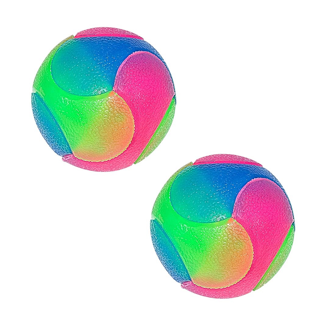 Rolin Roly Flashing Color Changing Bouncing Play Ball for Dog & Cat (2PK Smooth)