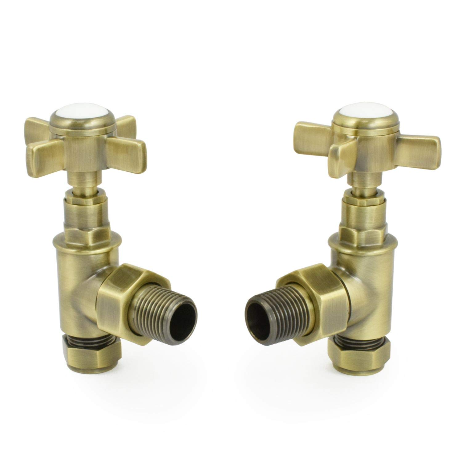 Hot Flow | Bayou Cross-Head Traditional Manual Radiator Valves (Pair) (Antique Brass)