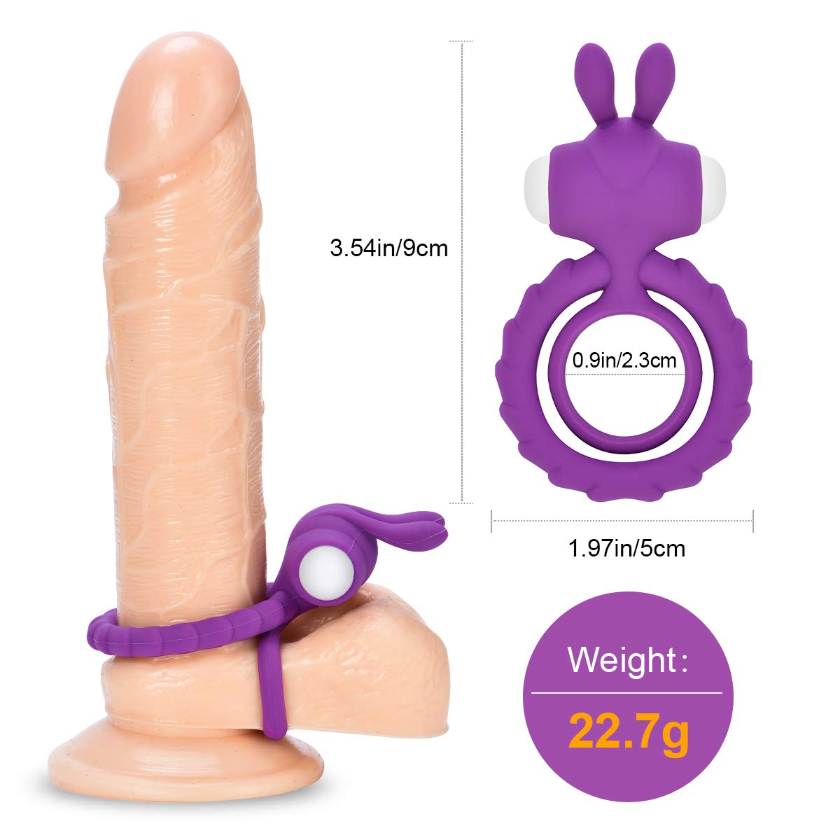 Electric Penis Ring, Yuechao Electric Male Ring with Mini Bullet for Couples Play Men\'s Vibrating Cock Ring Waterproof for Longer Harder Erection (Purple Rabbit)