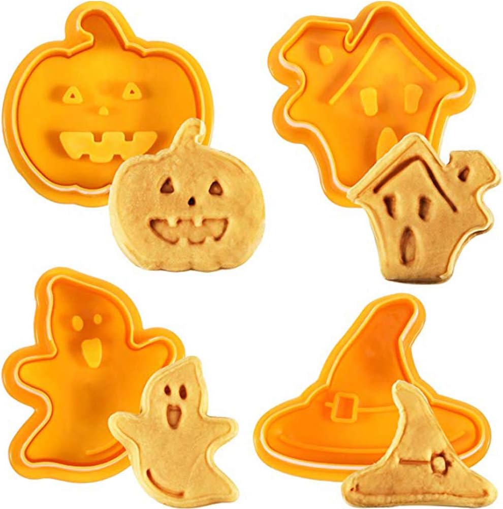 JiuRong 4pcs 3D Cookie Biscuit Mould Halloween DIY Baking Cookie Cutters For Kitchen Tools
