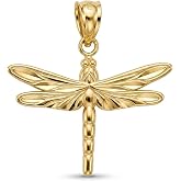 Gold Dragonfly Charm Pendant - 10 Karat Gold - Dragonfly Insect Jewelry - Animal Jewelry