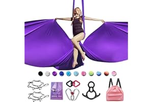 SAIVEN 10m Aerial Silks Equipment - premium Yoga Swing Set, Aerial Yoga Hammock kit, Yoga Starter Kit, Aerial Dance Equipment(L: 10m x W: 2.8m)