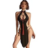 ADSEXY Sexy Lingerie Babydoll Dress For Women Lace Trim Dress Chinese Dress Cheongsam For Women One Size Fit Weight 80-150 lb