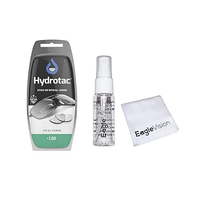 Optx 20/20 Hydrotac Stick-On Bifocal Lenses and Eagle Vision Lens Cleaner Bundle (+1.50)