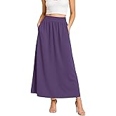 YSYOKOW Women's Flowy Maxi Skirts Elastic High Waisted Casual A-Line Long Skirt with Pockets 2026 Trendy