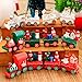 OULII Cute Wooden Mini Train Ornaments Kids Gift Toys for Christmas Party Kindergarten Decoration (Red)