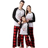 Onancehim Matching Christmas Pajamas Set for Family, Holiday Cute Letter Printed Pjs Xmas Pajama Sleepwear Set for Couples