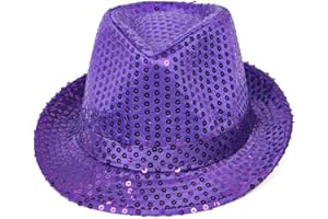 Ankelesz Sequin Hat for Man and Women,Western Sequin Fedora Hat Bling Dance Hats