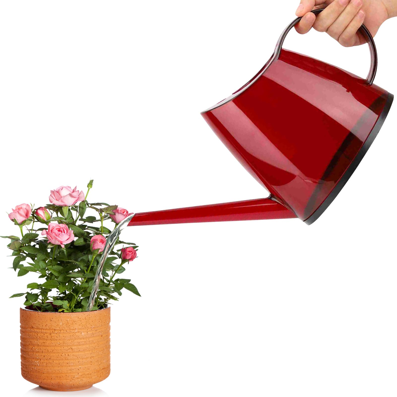 1.2l Watering Can Indoor, Long Spout Small Watering Can Indoor Plant Watering Can, Decorative Watering Pot with Long Spout for Indoor Outdoor Plants (Red)