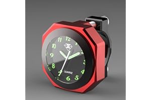 PerfecTech Waterproof 7/8"- 1 1/8" Handlebar Luminous Dial Motorcycle Clock for Dirt Bike Motocross Yamaha Kawasaki Honda Suzuki Harley Davidson (Red)