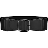 JASGOOD Women Elastic Wide Belt Ladies Stretchy Waist Belt with Square Buckle for Dress