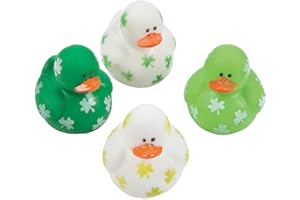 Fun Express St Patrick's Day Mini Shamrock Rubber Duckies, Ducks, 24 Pieces, Green, Irish Holiday Toys