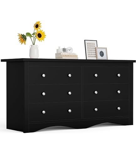 Amazon.com: Wananlanen Black and Gold Dresser 6 Drawer for Bedroom, Modern  Black Dresser with Gold Handles, Chest of Drawers for Bedroom : Home &  Kitchen
