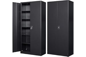 SISESOL Metal Storage Cabinet with Shelves,Garage Storage Cabinet with Lock,Black Metal Cabinet with Locking Doors,Steel Cabinet,Lockable Storage Cabinet for Home,Office,Shop,Garage Cabinets 72x36x18