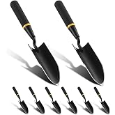 Leriton 8 Pcs Garden Trowel with Resin Rubberized Handle, Narrow Shovels | Garden Hand Shovel, Heavy Duty Carbon Steel Garden Shovels Tools for Camping, Digging, Soil Planting, Lawn Yard Farm
