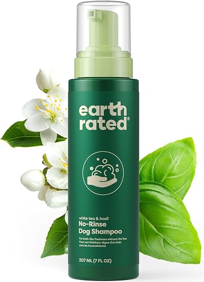 Earth Rated No-Rinse Dog & Puppy Shampoo 7 oz White Tea Basil Scent