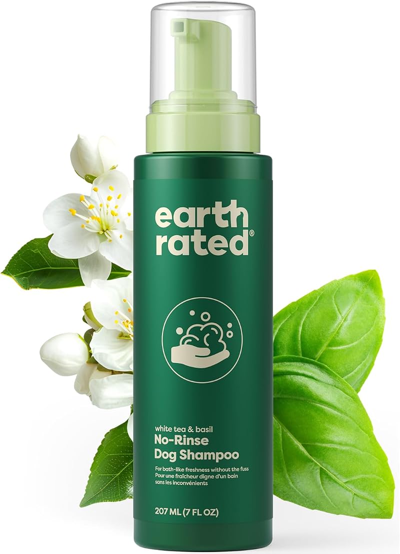 Earth Rated No-Rinse Dog & Puppy Shampoo 7 oz White Tea Basil Scent