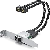 10Gtek MiniSAS HD Dual-Channel Extender Cable, SFF-8643 to SFF-8644 Adapter with Low Profile Bracket for Server/Storage Backplane &amp; NAS Expansion, 30AWG, 0.6m/1.97ft
