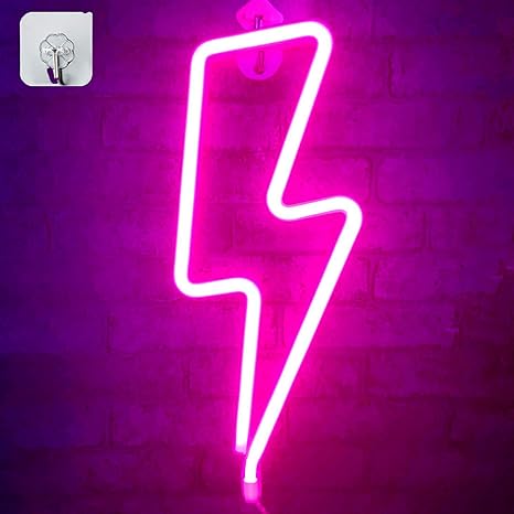 Buy XIYUNTE Pink Neon Light Lightning Bolt Led Neon Sign Wall Light