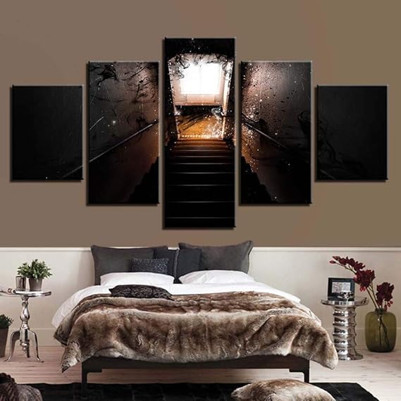 Foagge Wandkunst Bilder Leinwand Hd Drucke Wohnzimmer 5 Stücke Licht Der Abstrakten Geistertreppe Gemälde Poster Wohnkultur