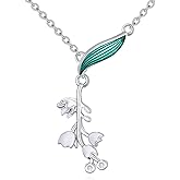 UCADRIT Lily of the Valley Necklace Sterling Silver Lily of the Valley Pendant Necklace Flower Jewelry Christmas Gifts for Women Mom